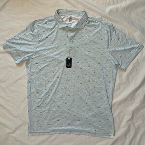 Johnnie-O Featherweight Shirt Polo Green Grass Jeep AOP Size L